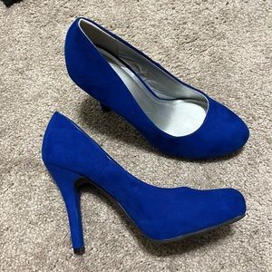 Blue high heels, women's size 6